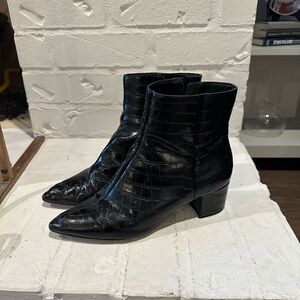Dolce Vita Black Croc-Pattern Ankle Boots